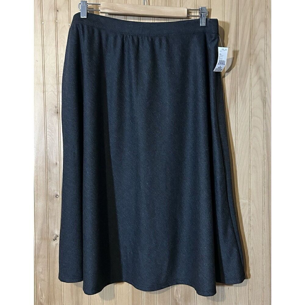Laura Scott Womens XL Continuous Knit Skirt Coal Mine Heather Herringbone
